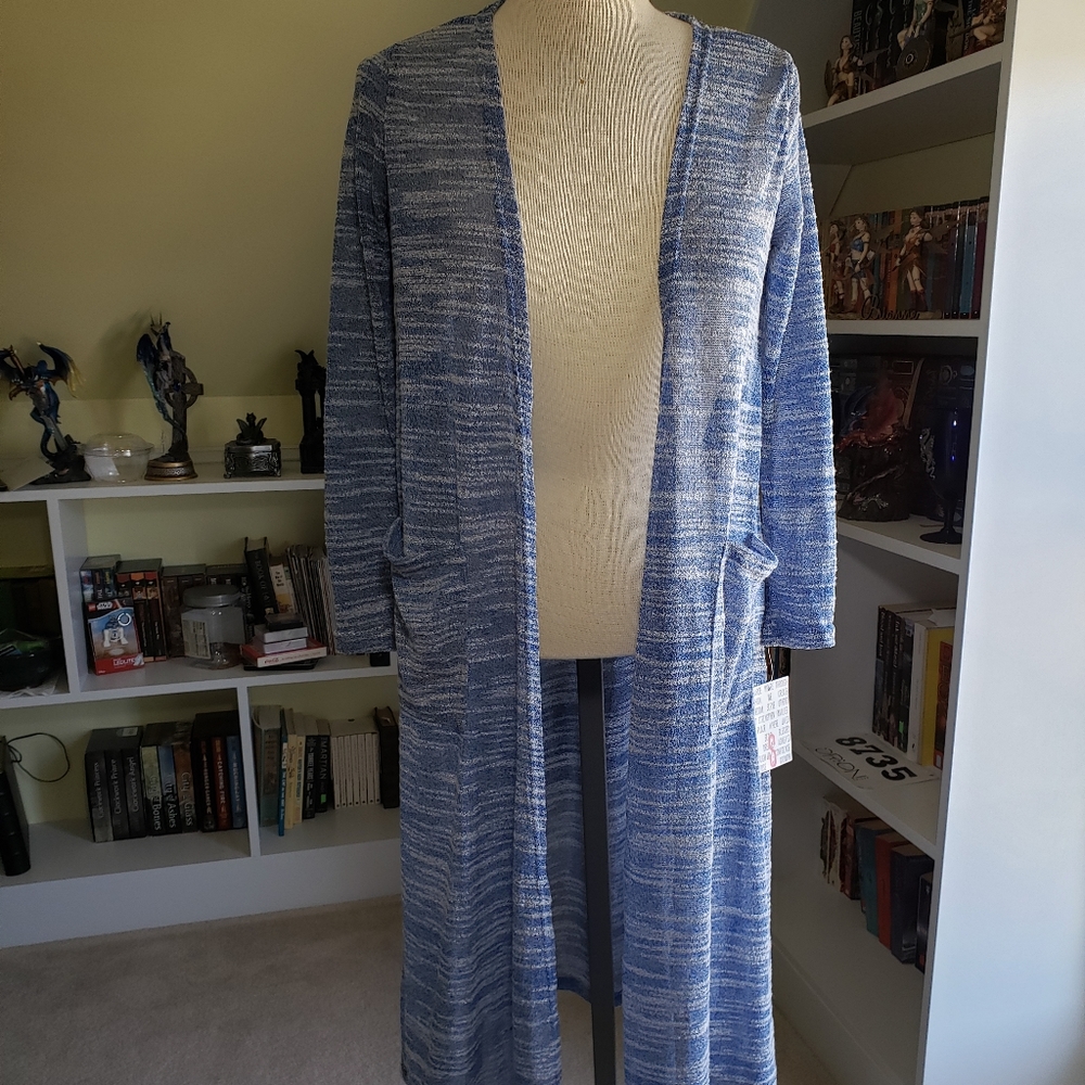 Lularoe Blue White Stripe Thin Sarah Small NWT